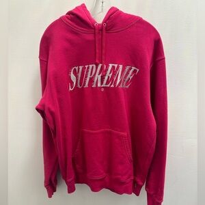 SUPREME Hoody Sweatshirt Women’s Large‎ Silver Metallic Letterinf